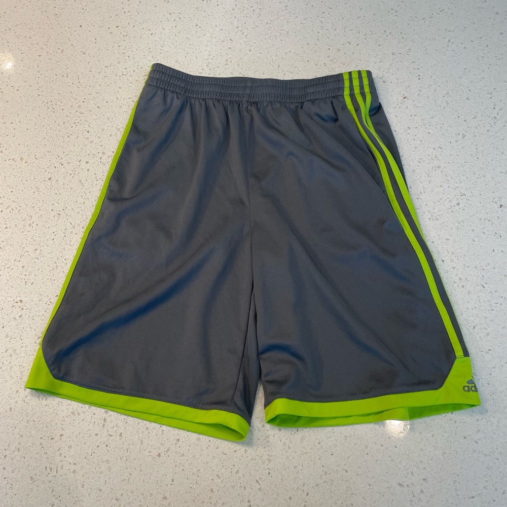 Adidas Boys Athletic Shorts - Green & Grey - Size Youth XL 18